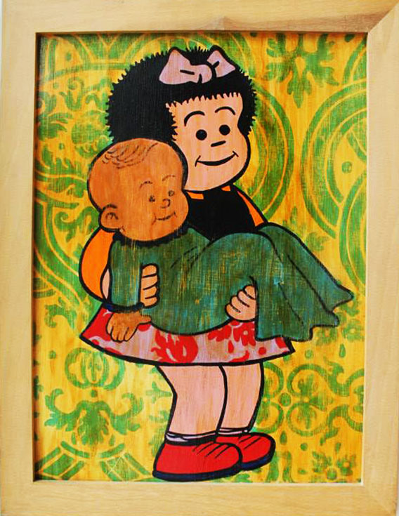Nancy and Baby hand painted acrylic on board