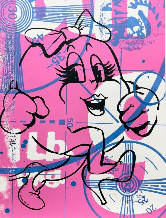 Mrs. Pac-Man in Pink 14"x20" by Peter Mars