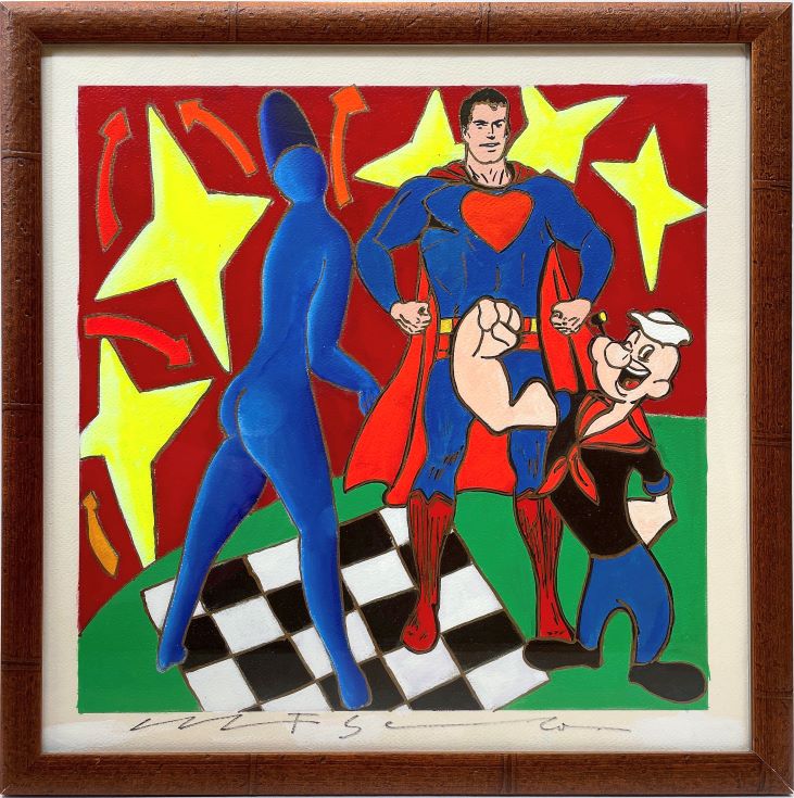 Superman With Popeye 18 3/4"x18 1/2" by Giancarlo Montuschi