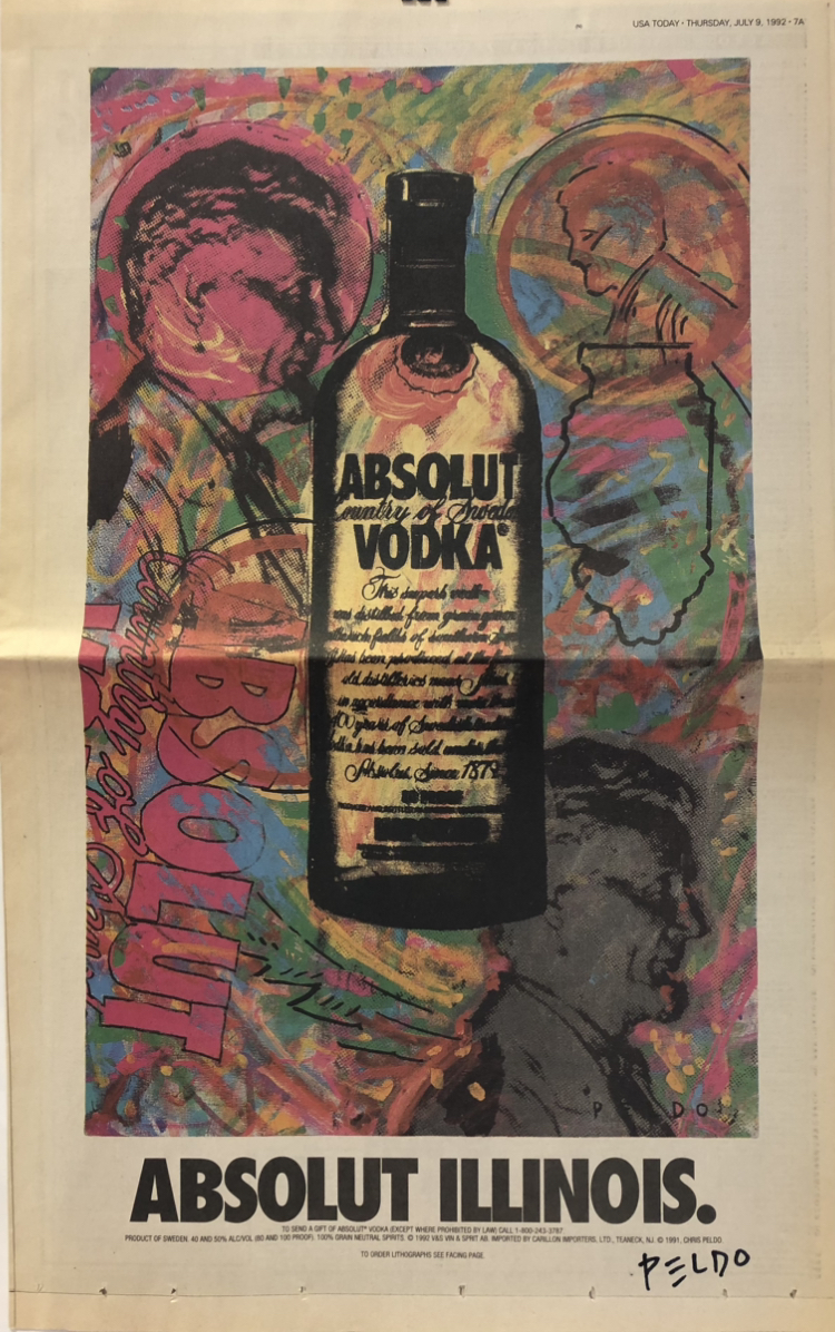 Absolut Illinois USA Today Full Color Ad July 09, 1992 Complimentary with Original Artworks while supplies last.