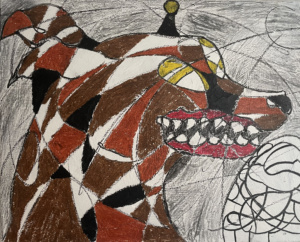 Dog ● 16" x 20" ● Mixed Media on Canvas, $200